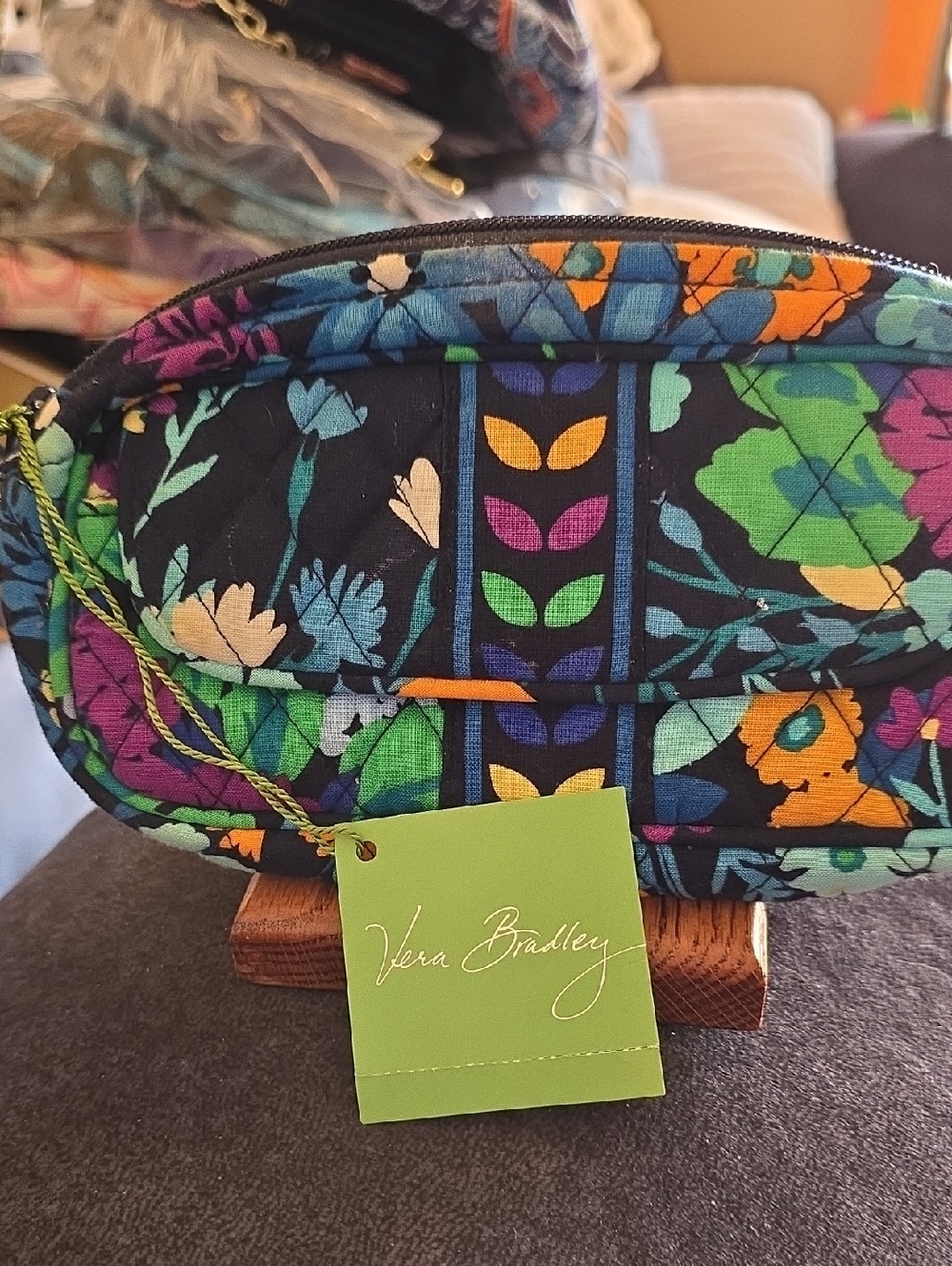 Vera Bradley Navy Multicolor Quilted Mirror Cosmetic